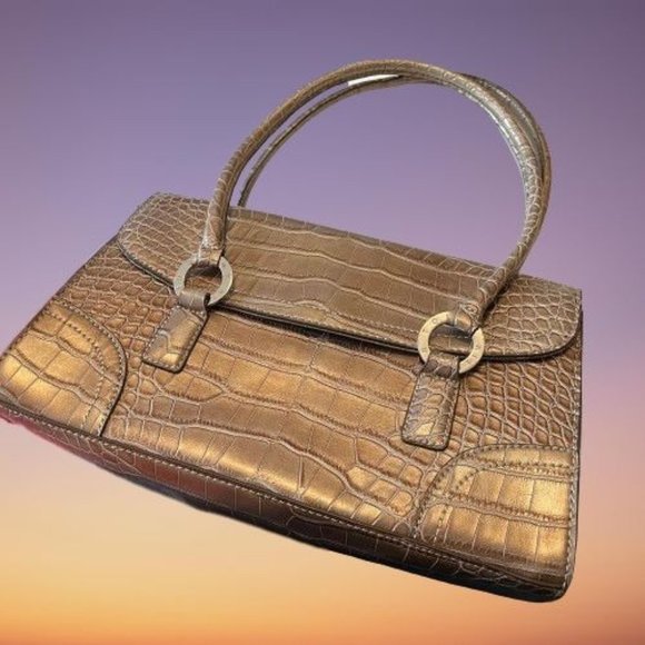 Tommy Hilfiger Handbags - Tommy Hilfiger Gold Crocodile Print Shoulder Bag (NWOT)